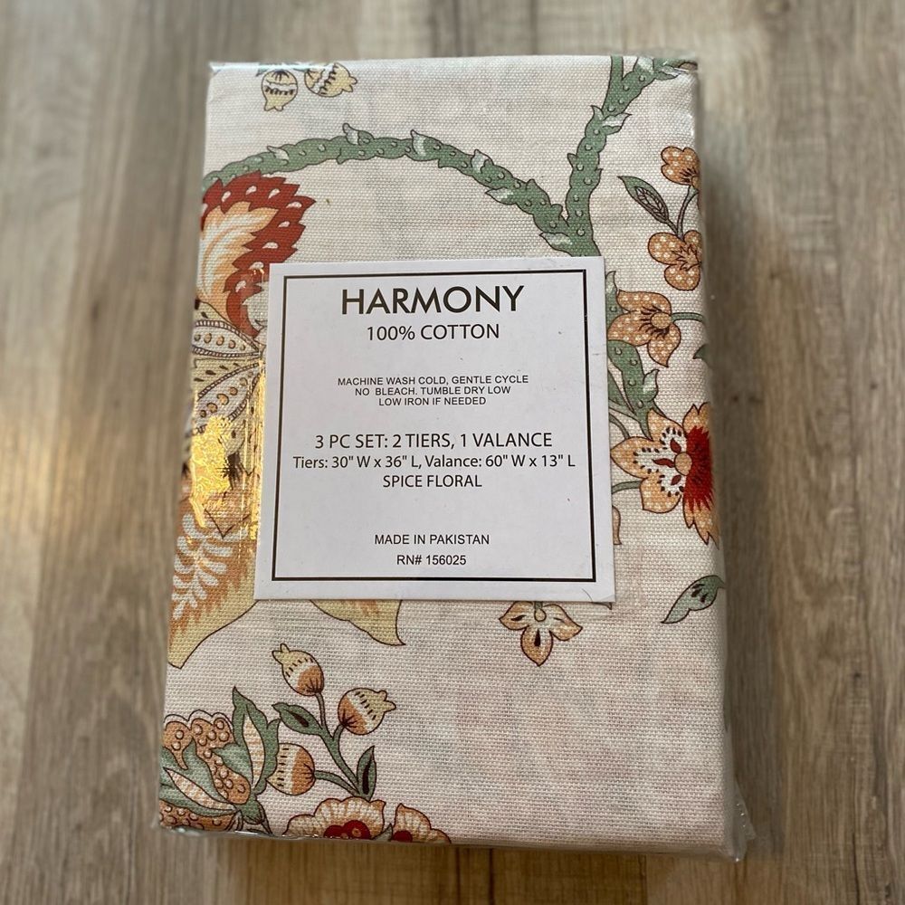 Harmony (Spice Floral) 3 Piece Curtain Set Botanical Design